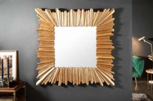 Nástěnné designové zrcadlo se zlatým rámem